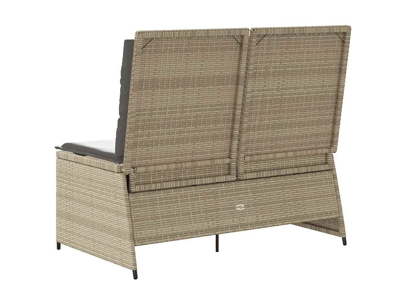 Sillón reclinable de jardín con cojines ratán sintético beige