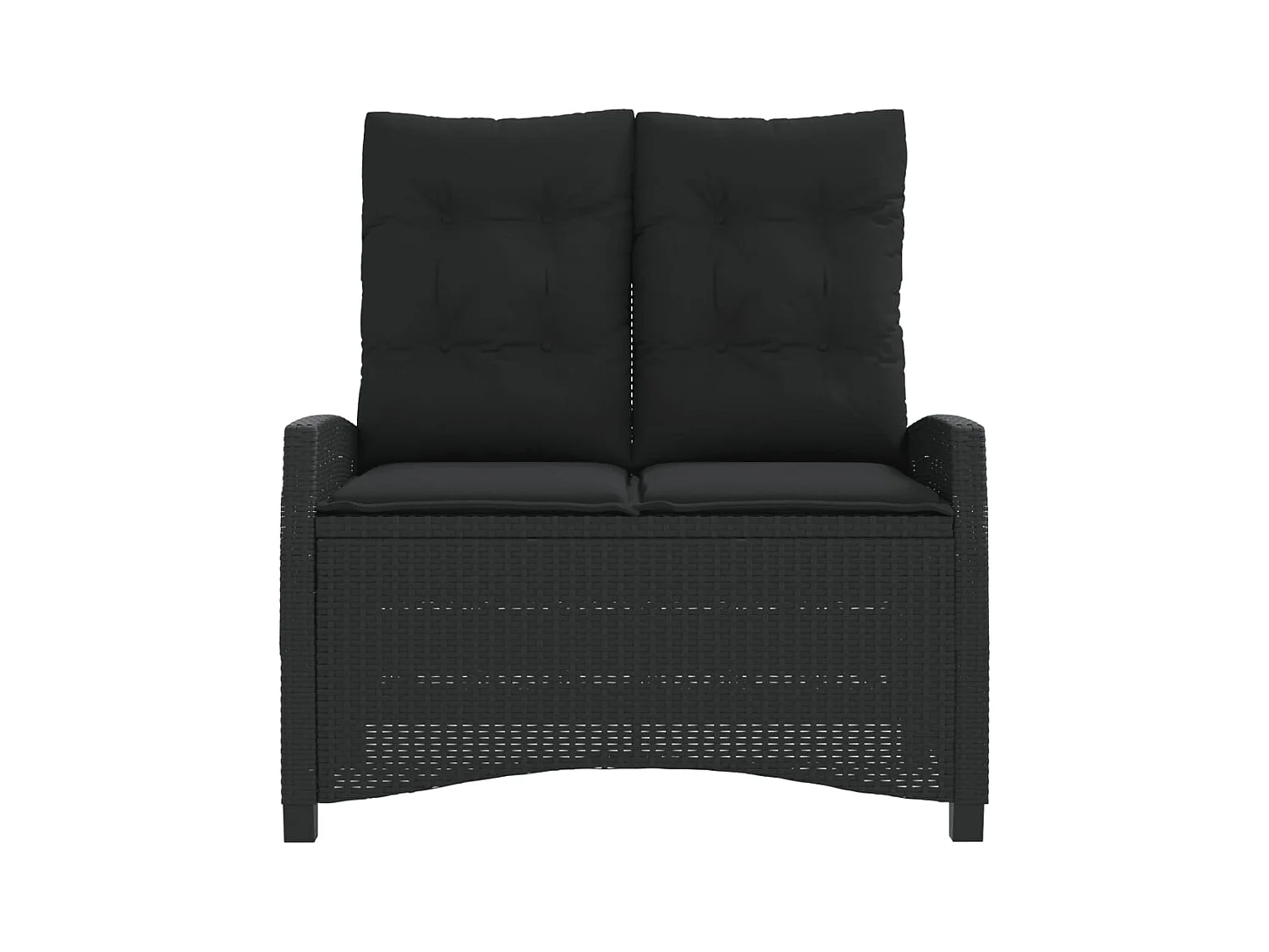 Banc inclinable de jardin avec coussins noir résine tressée
