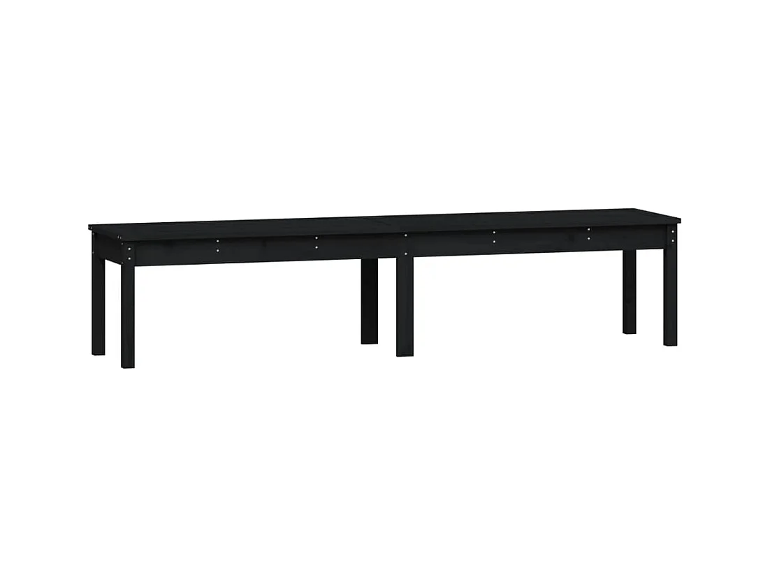 Banc de jardin à 2 places noir 203,5x44x45cm bois massif de pin