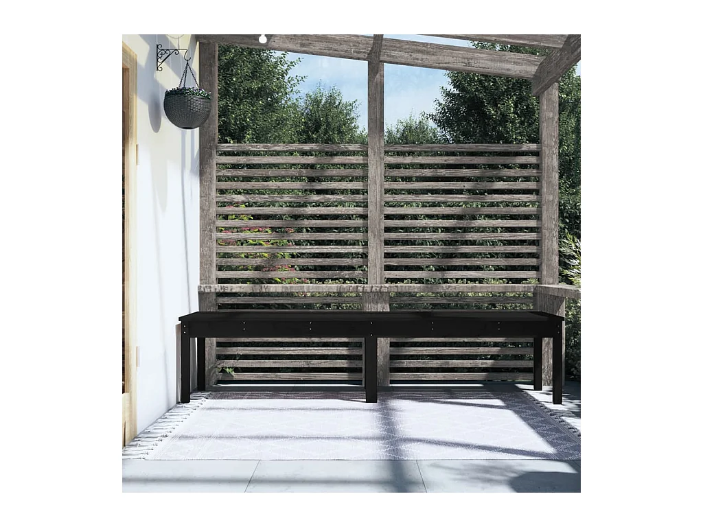 Banc de jardin à 2 places noir 203,5x44x45cm bois massif de pin