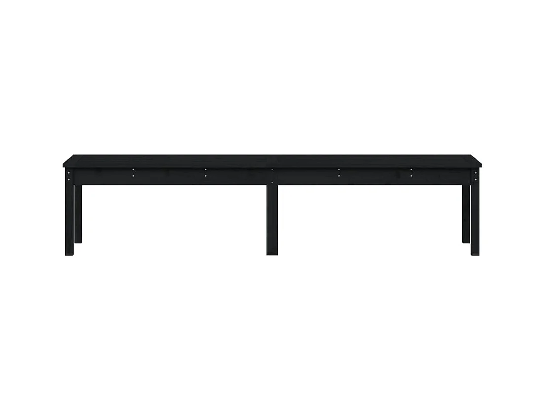 Banc de jardin à 2 places noir 203,5x44x45cm bois massif de pin