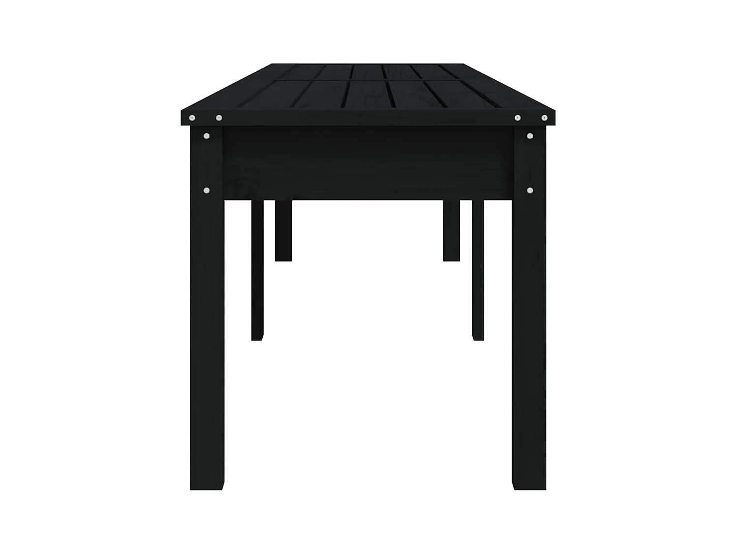 Banc de jardin à 2 places noir 203,5x44x45cm bois massif de pin