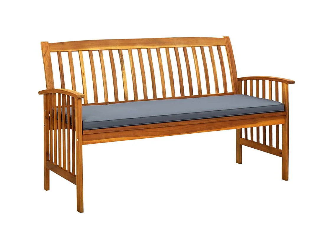 Banco de jardín con cojín madera maciza de acacia 147 cm