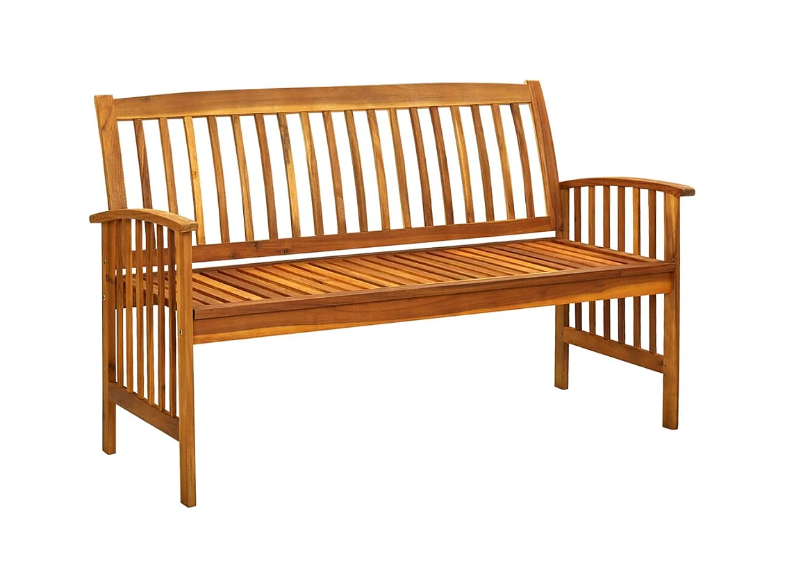 Banco de jardín con cojín madera maciza de acacia 147 cm