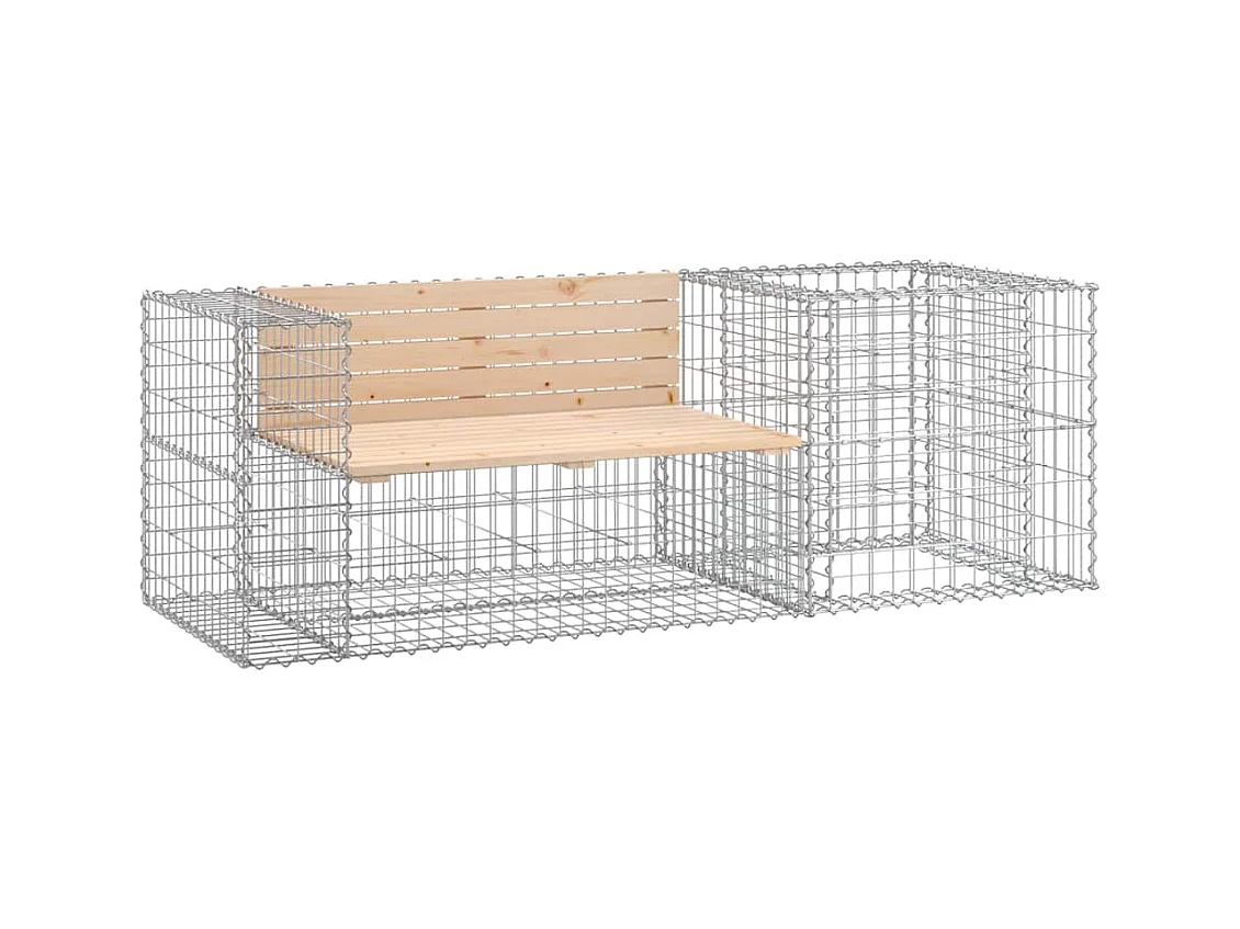 Banc de jardin avec panier en gabion bois massif de pin