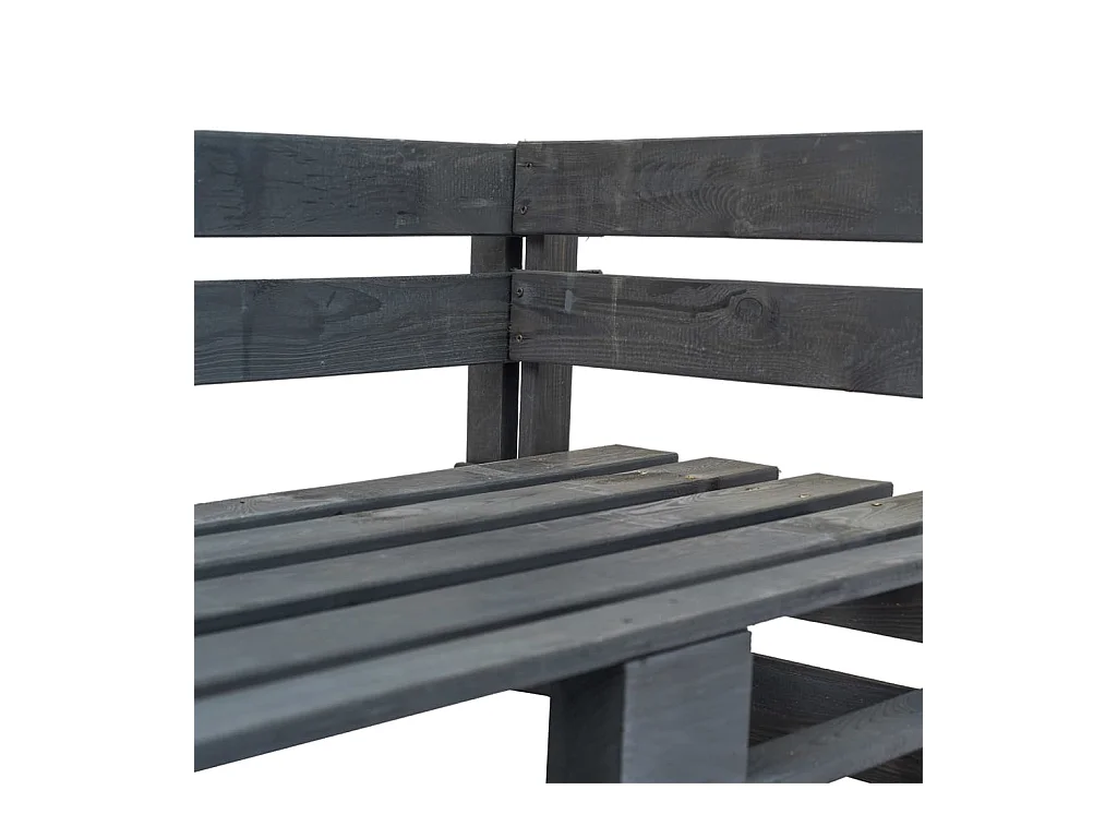 Banc d'angle palette de jardin bois gris