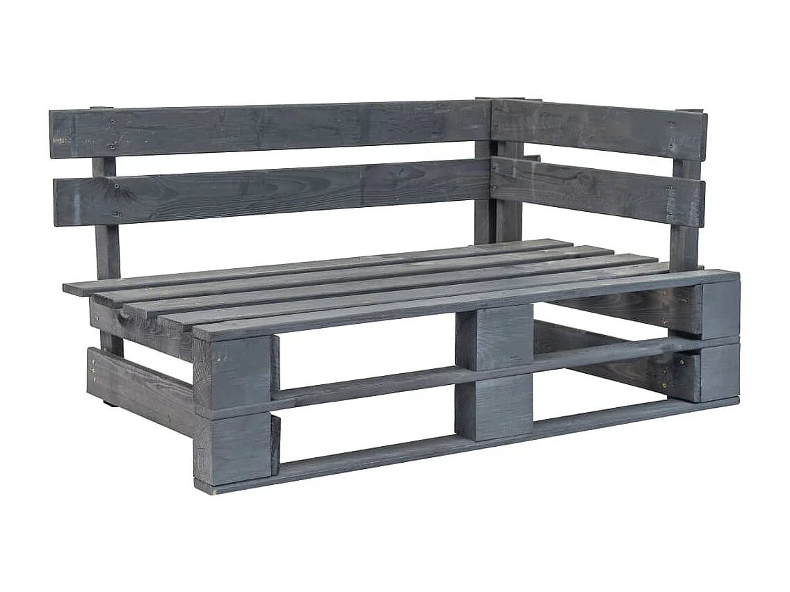 Banc d'angle palette de jardin bois gris