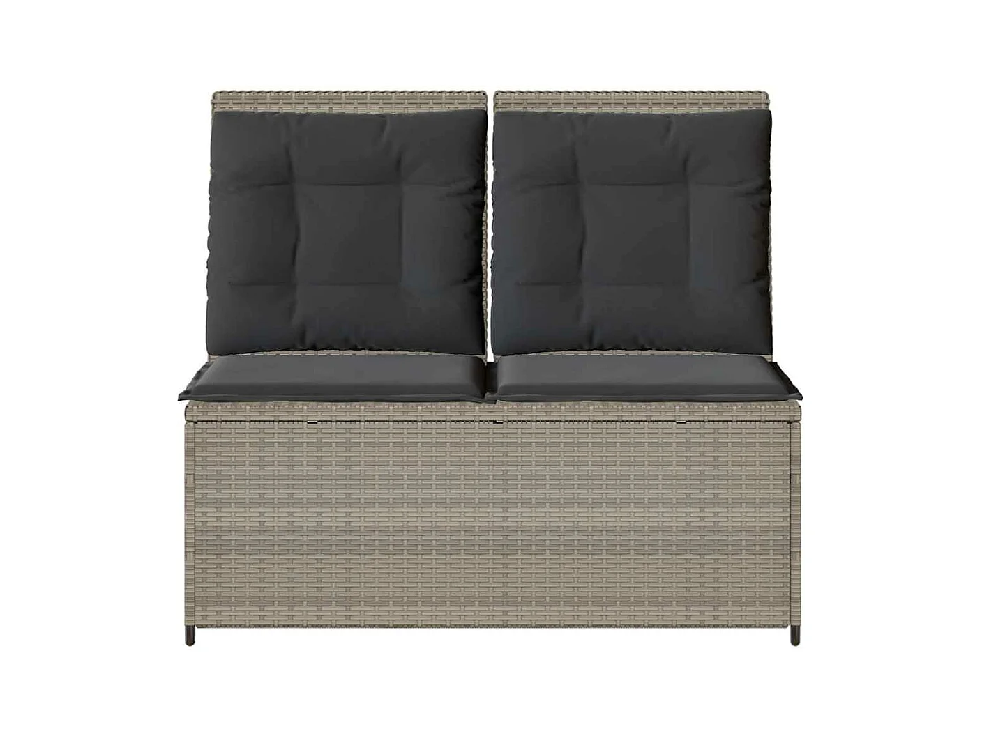 Sillón reclinable de jardín con cojines ratán sintético gris