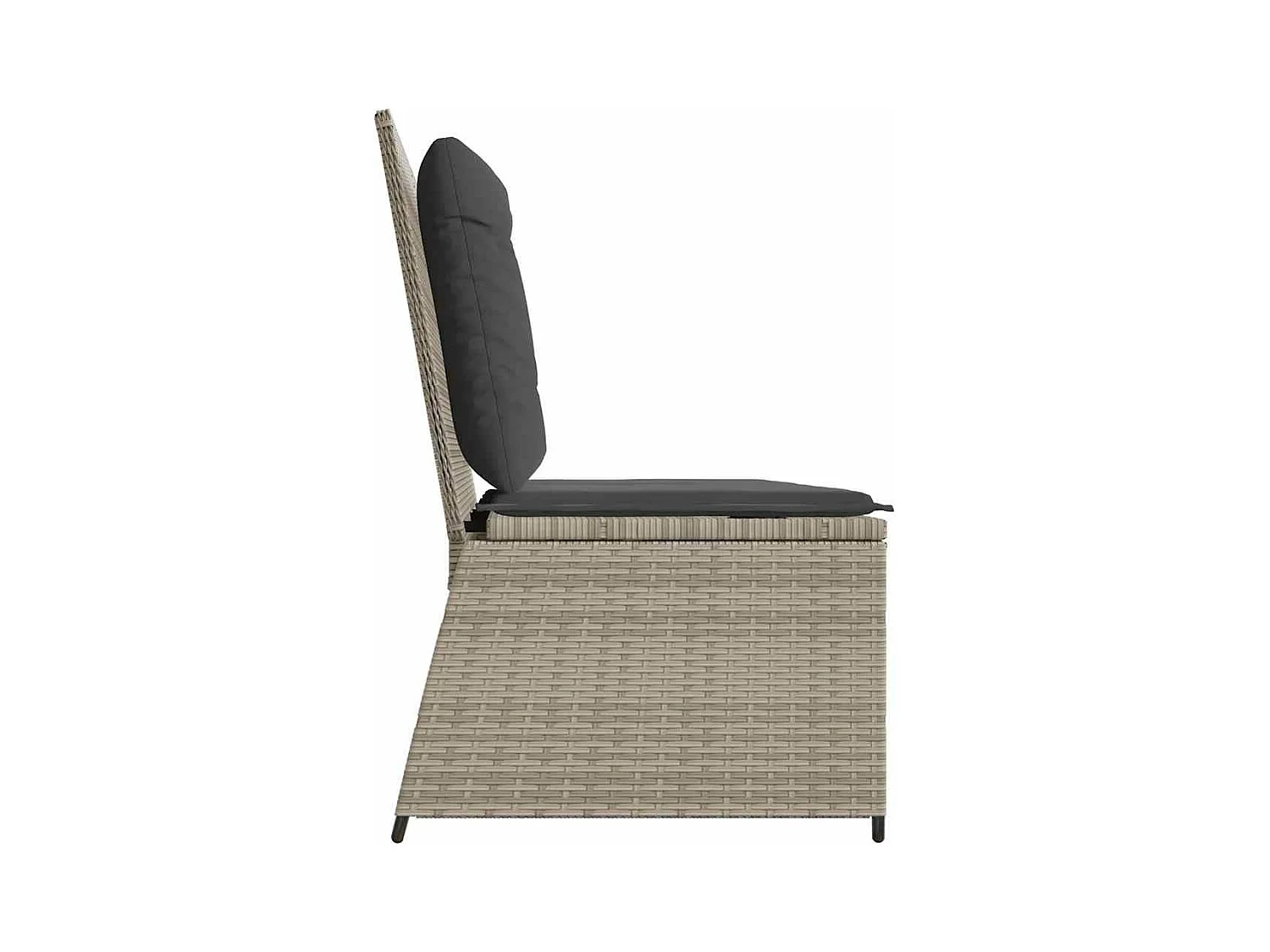 Sillón reclinable de jardín con cojines ratán sintético gris