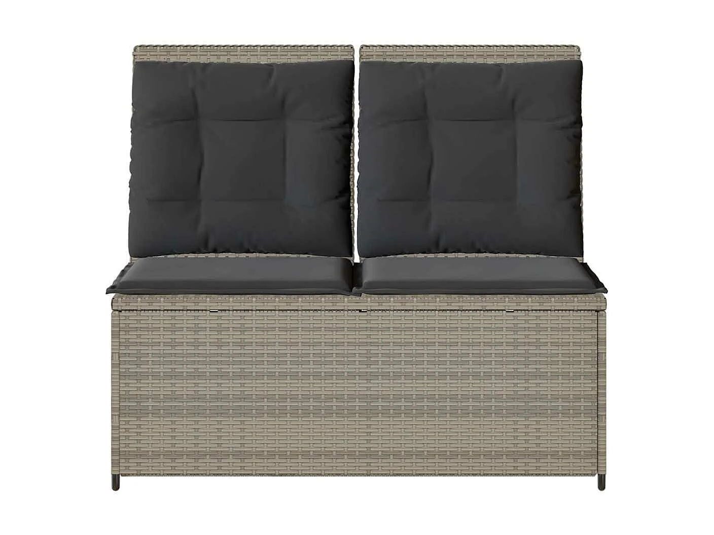 Banc inclinable de jardin et coussins gris clair résine tressée