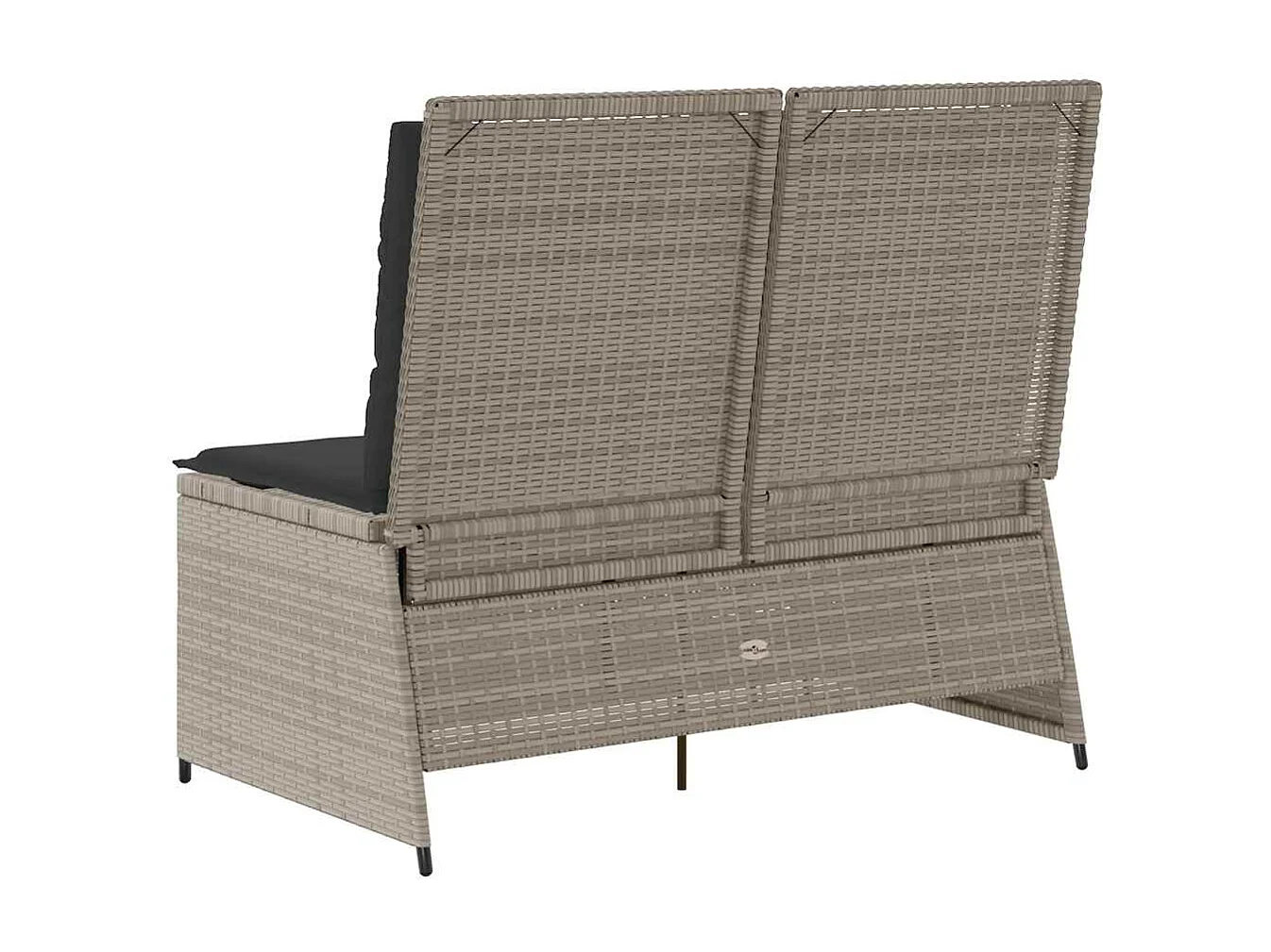 Banc inclinable de jardin et coussins gris clair résine tressée