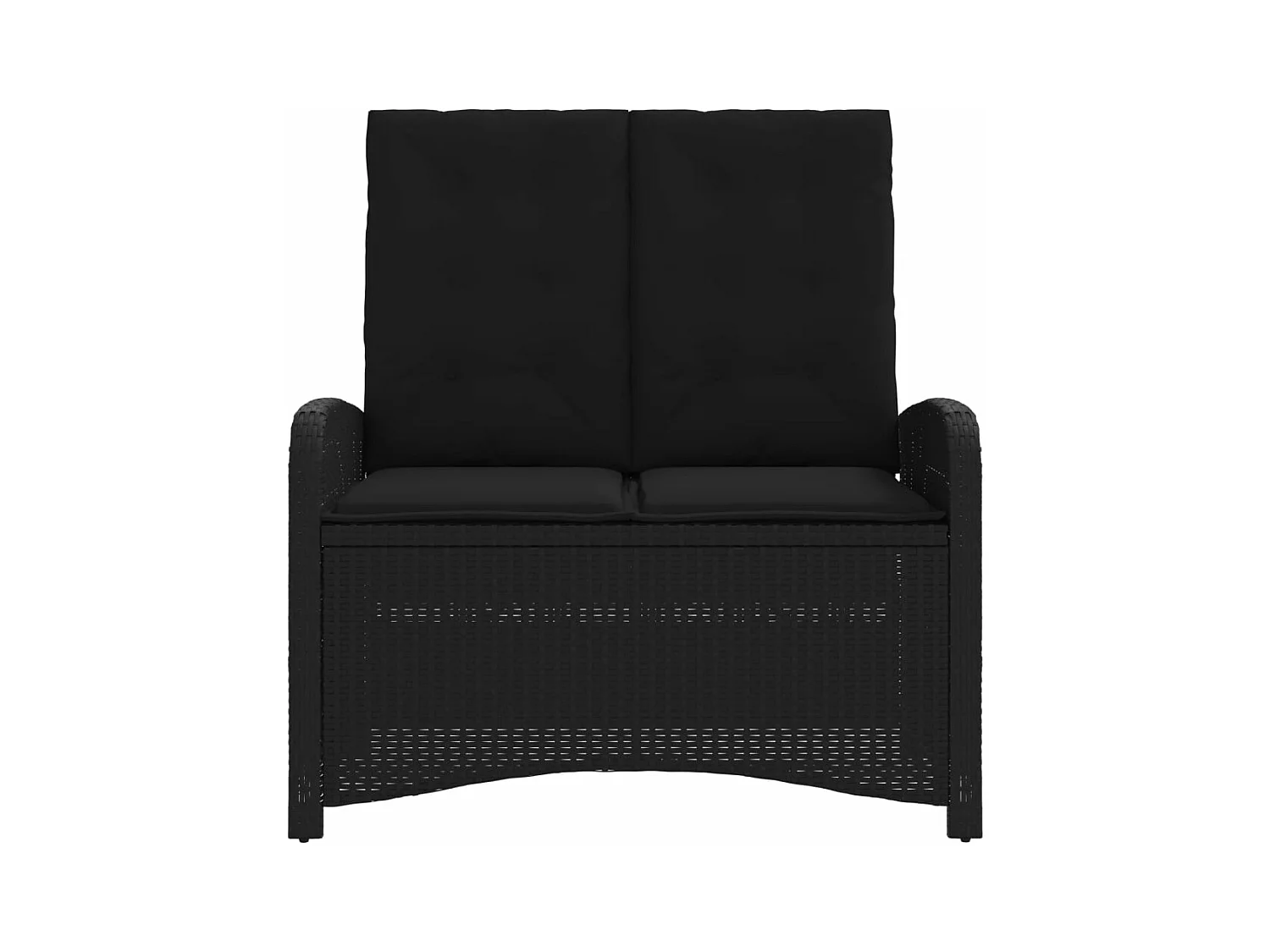 Banco de jardim reclinável com almofadões vime PE preto