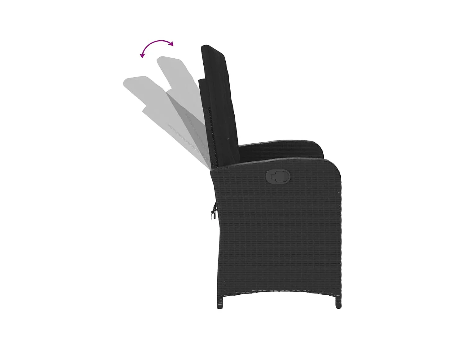 Banco de jardim reclinável com almofadões vime PE preto