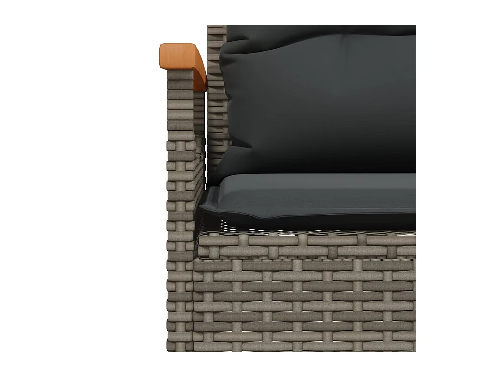 Banc de jardin avec coussins 116x62,5x74 cm gris résine tressée