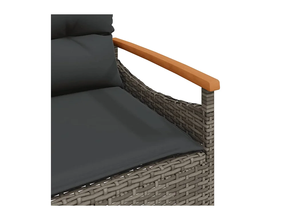 Banc de jardin avec coussins 116x62,5x74 cm gris résine tressée