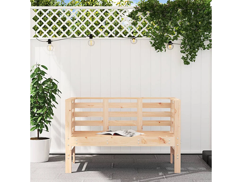 Banco de jardín madera maciza de pino 111,5x53x71 cm