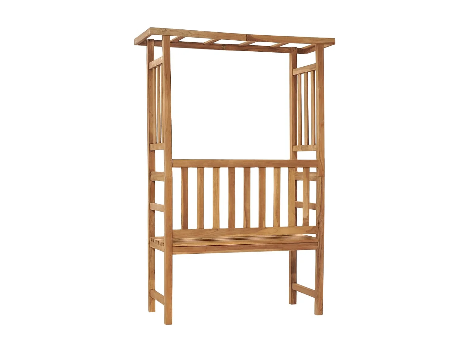 Banco de jardín con pérgola de madera maciza de teca 115 cm