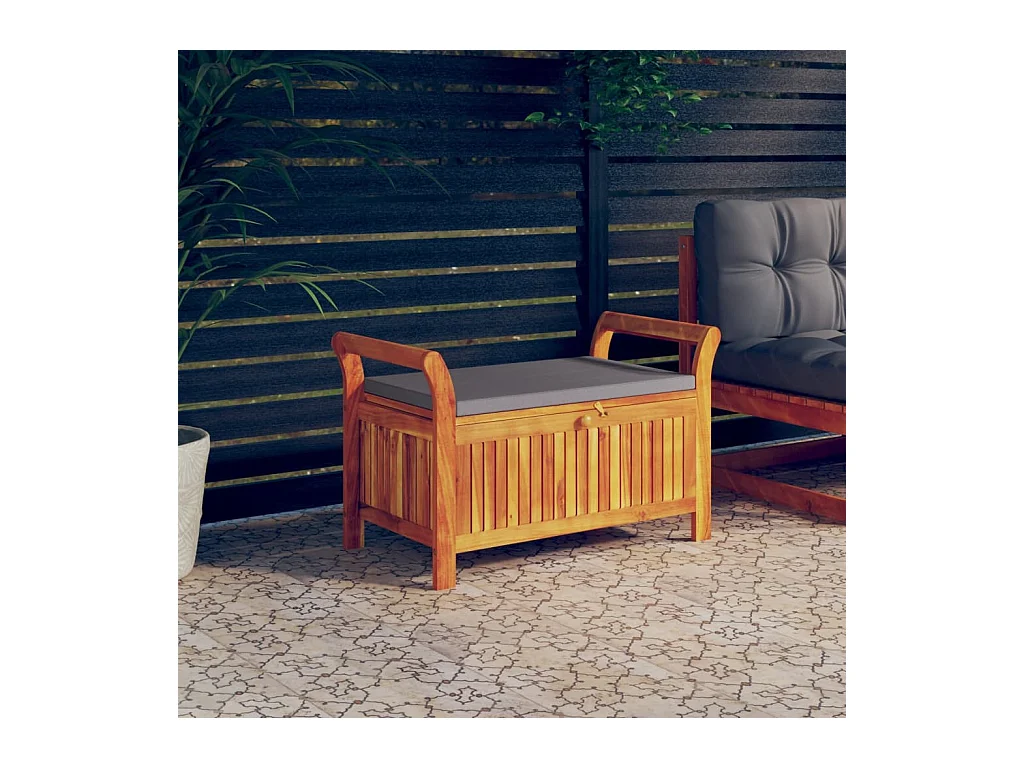 Banc de rangement de jardin avec coussin 91 cm Bois d'acacia