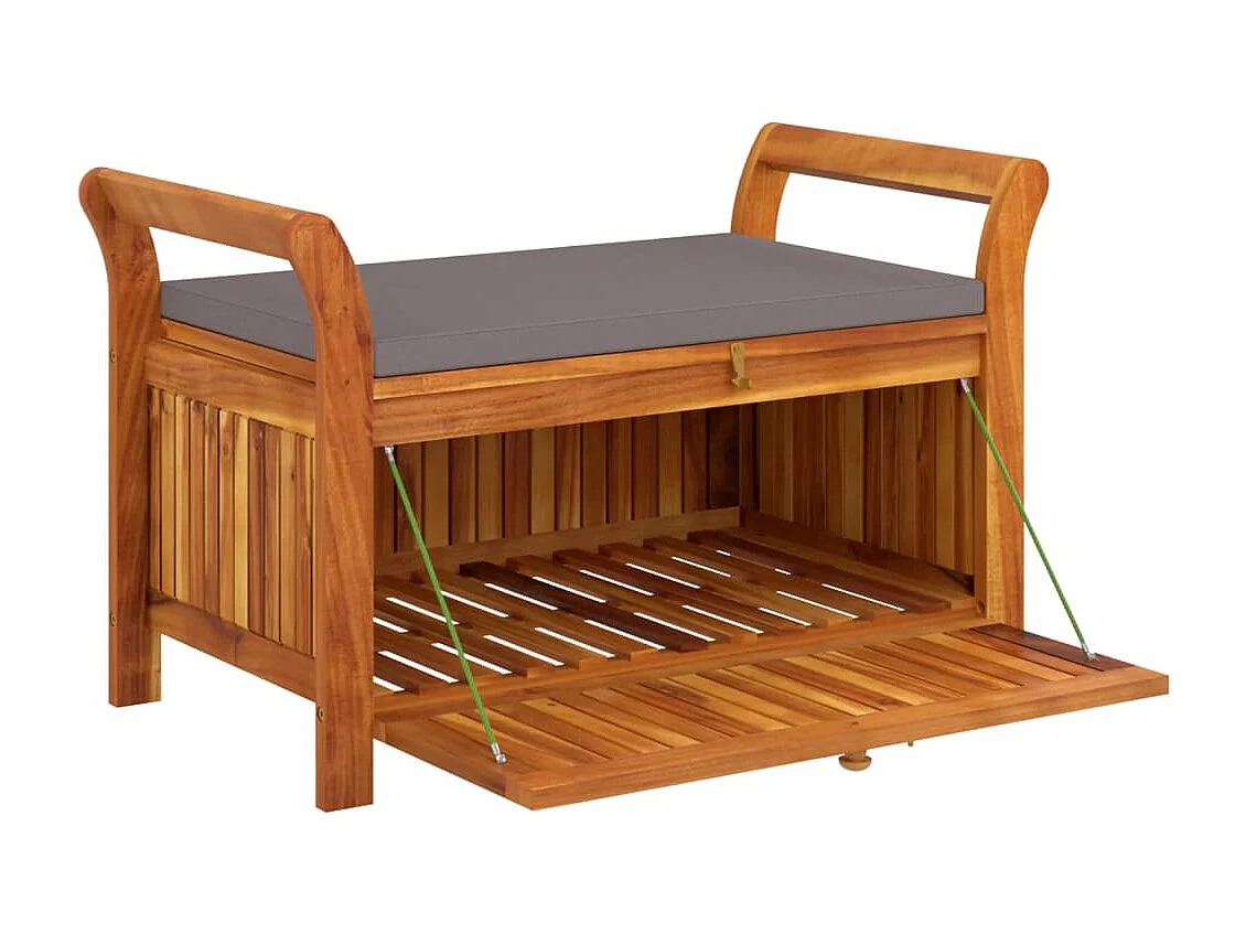 Banc de rangement de jardin avec coussin 91 cm Bois d'acacia