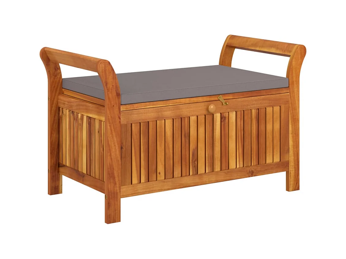 Banc de rangement de jardin avec coussin 91 cm Bois d'acacia