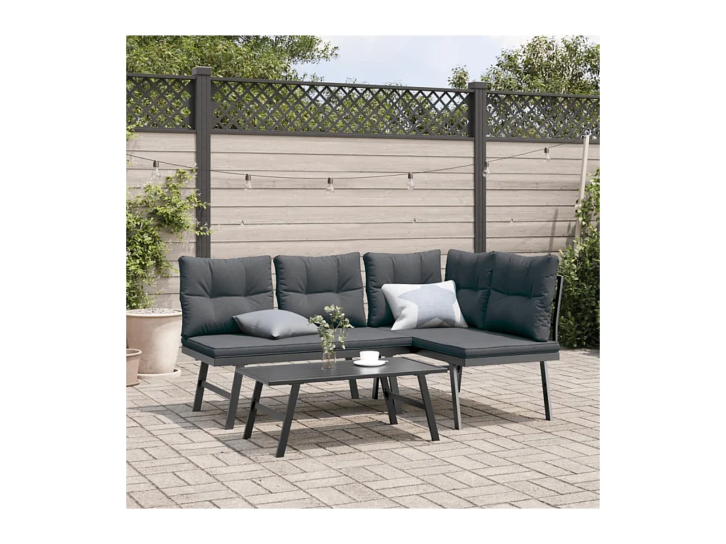 Bancs de jardin avec coussins lot de 2 acier enduit de poudre
