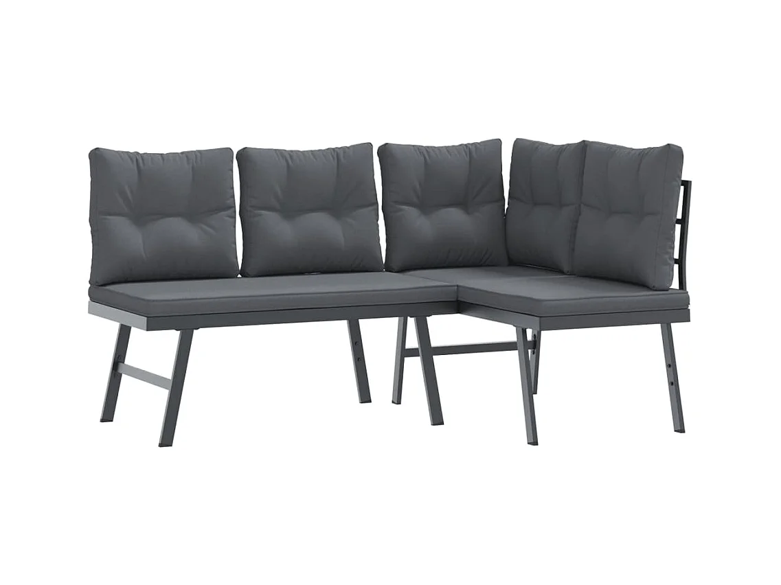 Bancs de jardin avec coussins lot de 2 acier enduit de poudre