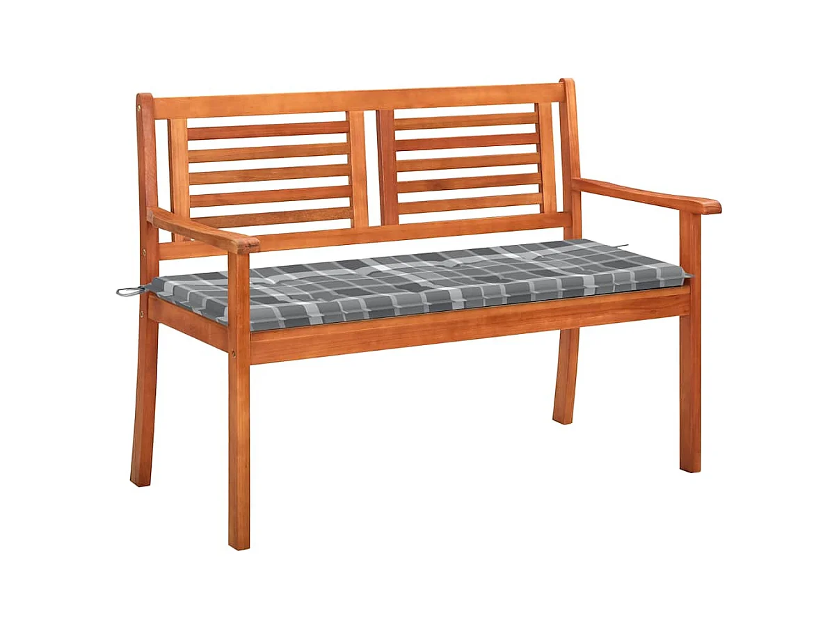 Banc de jardin 2 places avec coussin 120 cm Bois d'eucalyptus