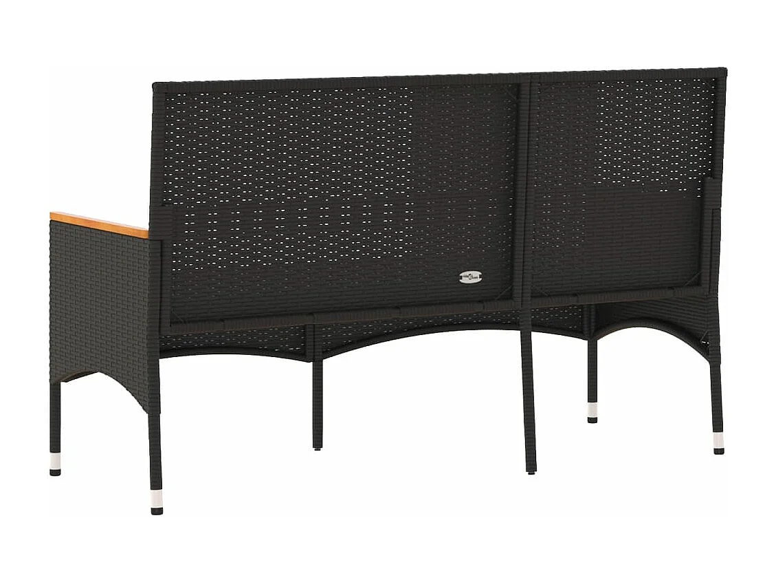 Banc de jardin à 3 places avec coussins noir résine tressée