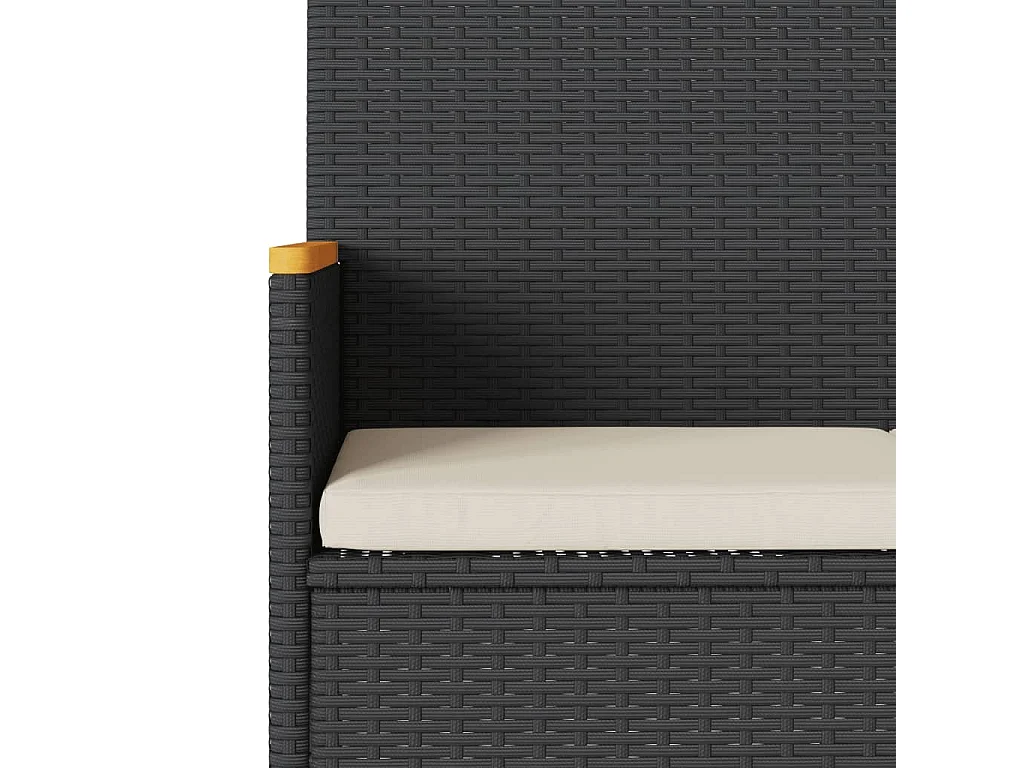 Banc de jardin à 3 places avec coussins noir résine tressée