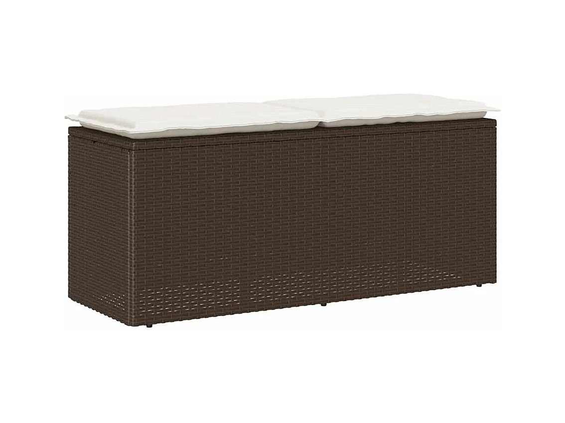 Banc de jardin avec coussin marron 110x40x44 cm résine tressée