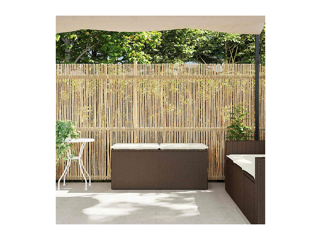 Banc de jardin avec coussin marron 110x40x44 cm résine tressée