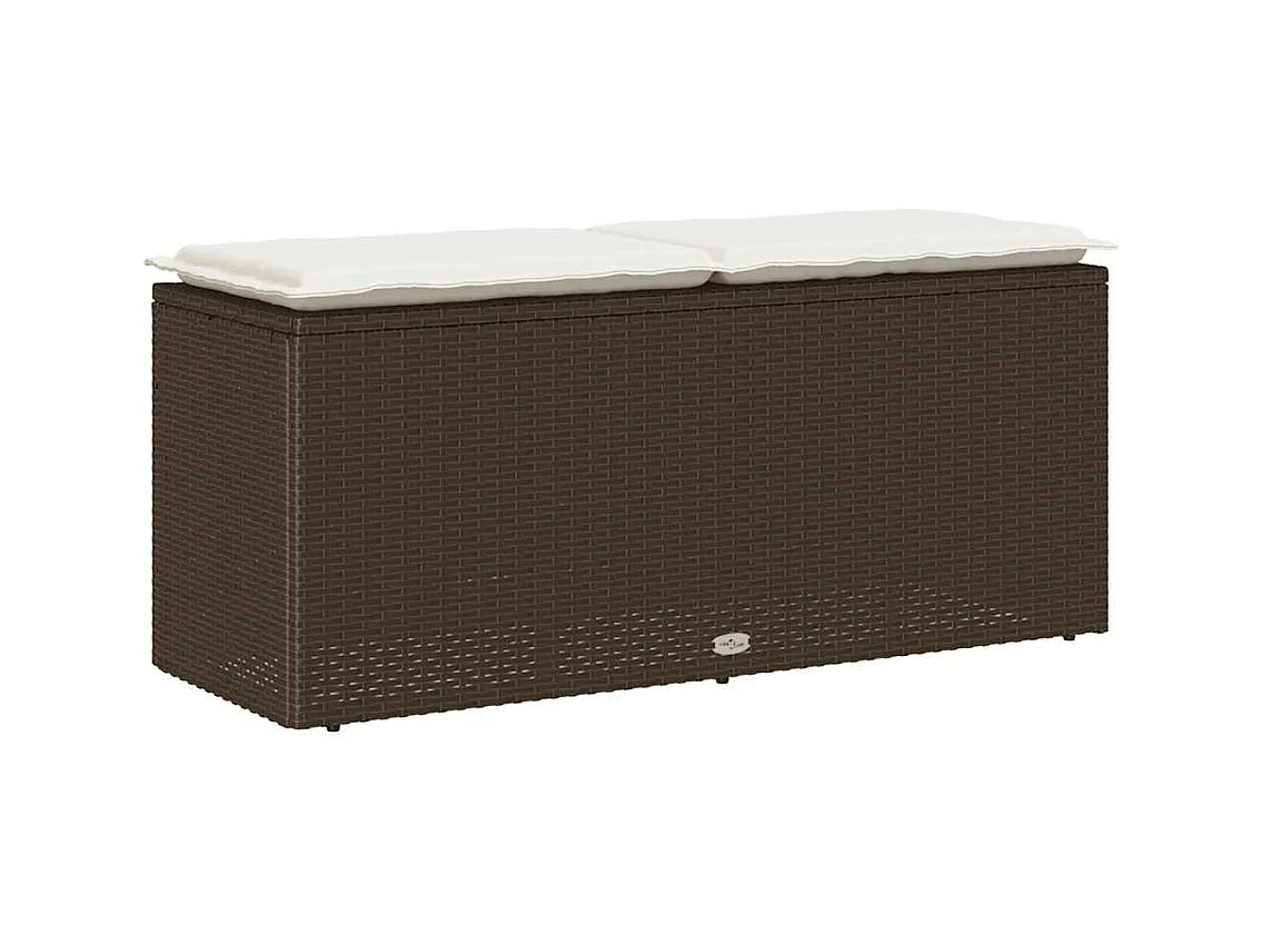 Banc de jardin avec coussin marron 110x40x44 cm résine tressée