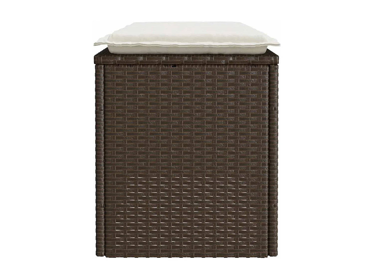 Banco de jardín con cojín ratán sintético marrón 110x40x44 cm