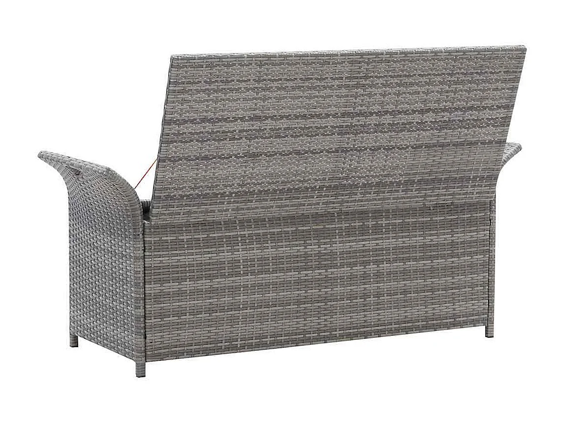 Banc de rangement avec coussin Gris 138 cm Résine tressée
