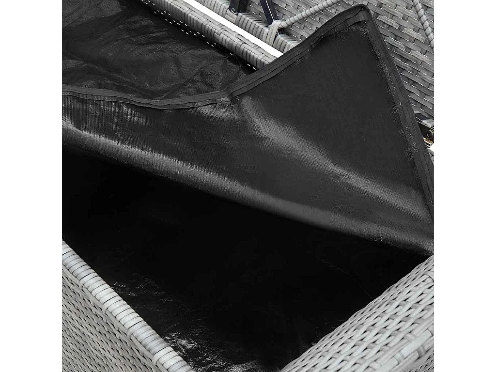 Banc de rangement avec coussin Gris 138 cm Résine tressée