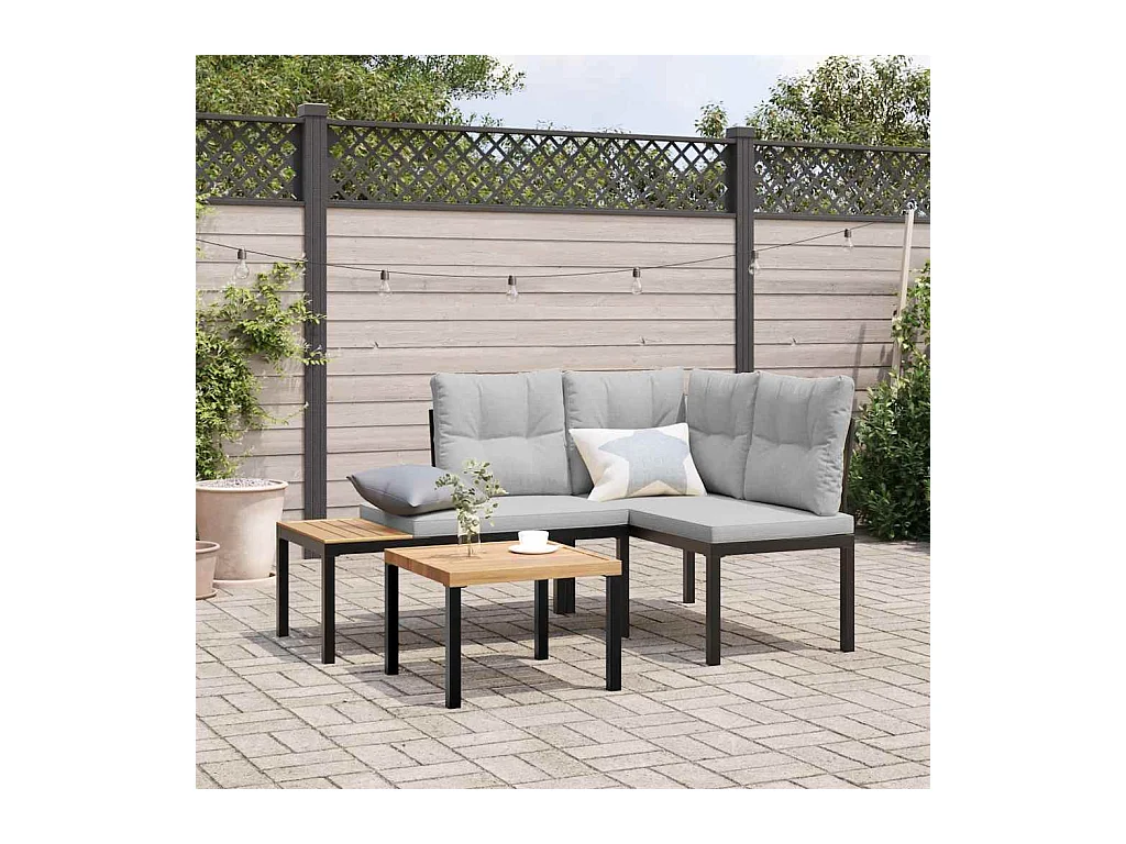 Bancs de jardin avec coussins lot de 2 acier enduit de poudre