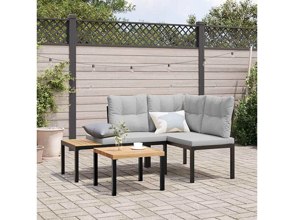 Bancs de jardin avec coussins lot de 2 acier enduit de poudre