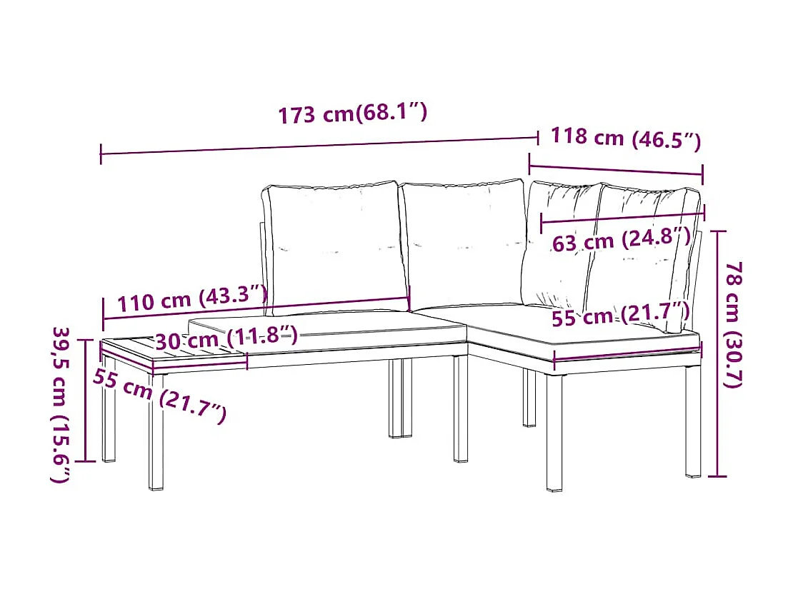 Bancs de jardin avec coussins lot de 2 acier enduit de poudre