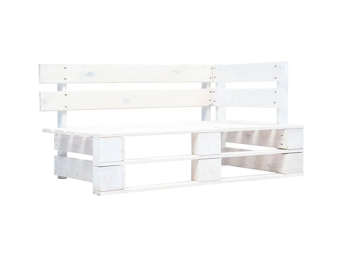 Banc d'angle palette de jardin bois blanc