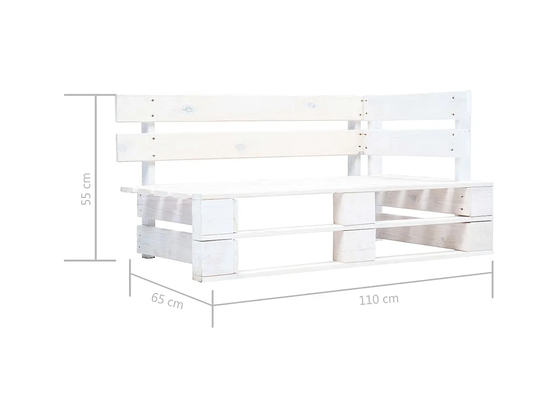 Banc d'angle palette de jardin bois blanc