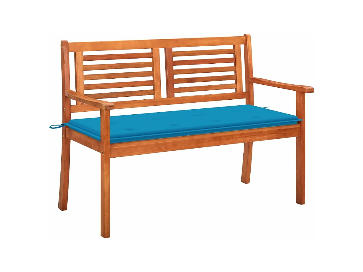 Banc de jardin 2 places avec coussin 120 cm Bois d'eucalyptus