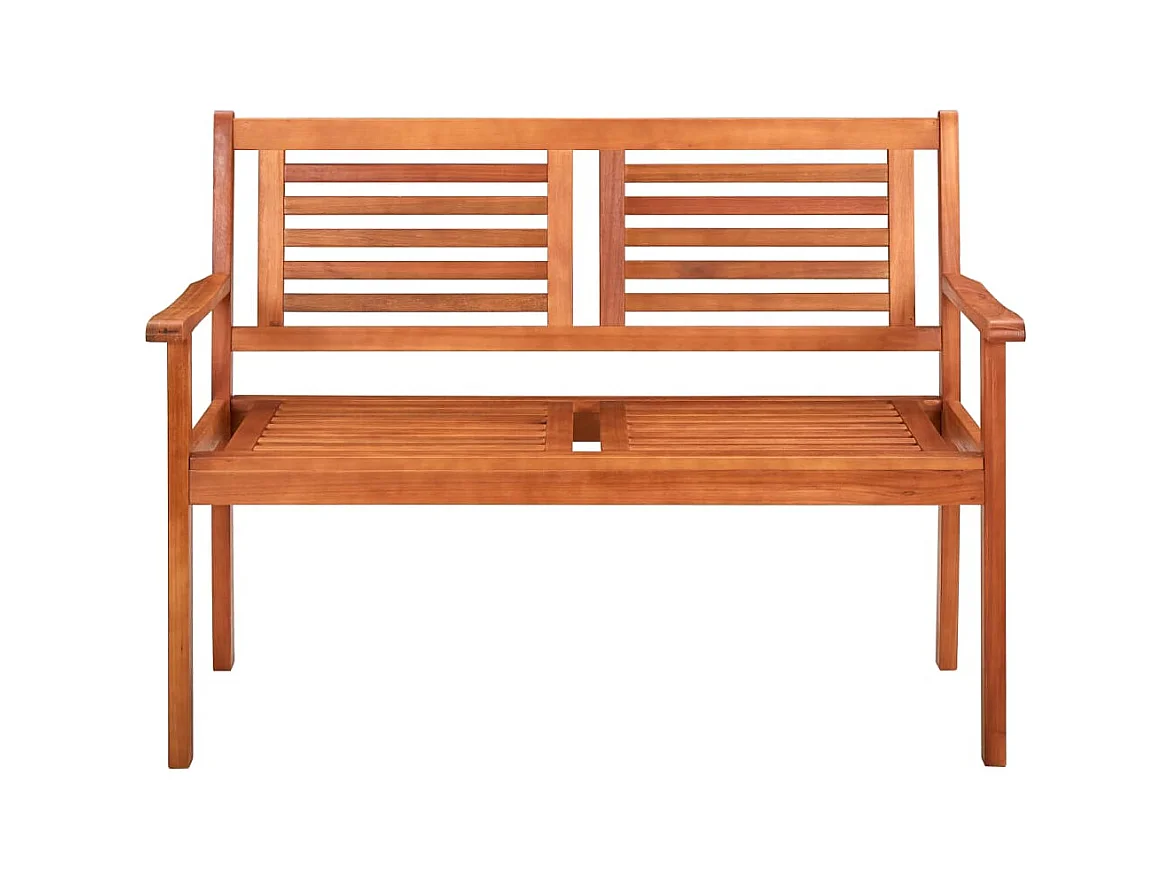 Banc de jardin 2 places avec coussin 120 cm Bois d'eucalyptus