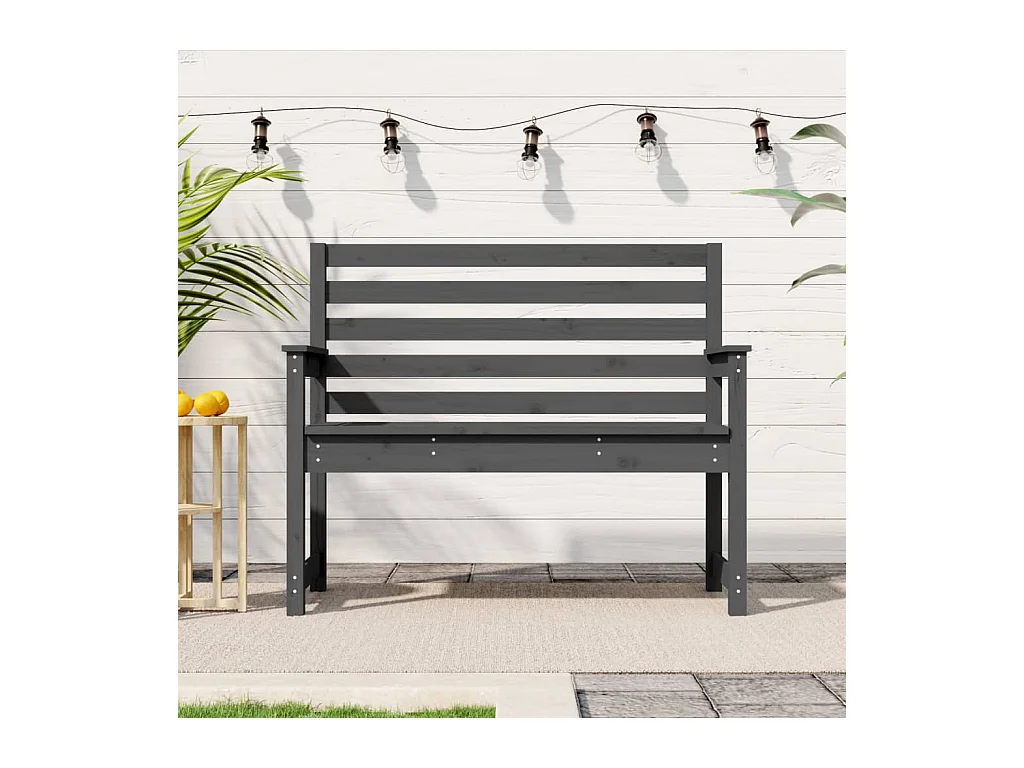 Banco de jardín madera maciza de pino gris 109x48x91,5 cm