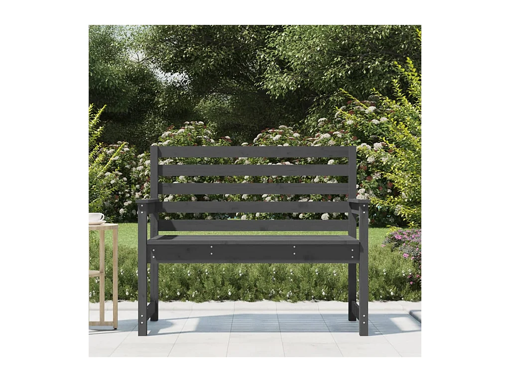 Banco de jardín madera maciza de pino gris 109x48x91,5 cm