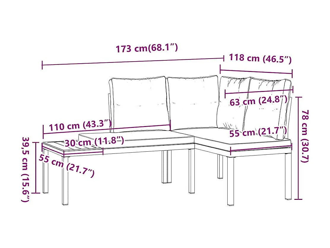 Bancs de jardin avec coussins lot de 2 acier enduit de poudre