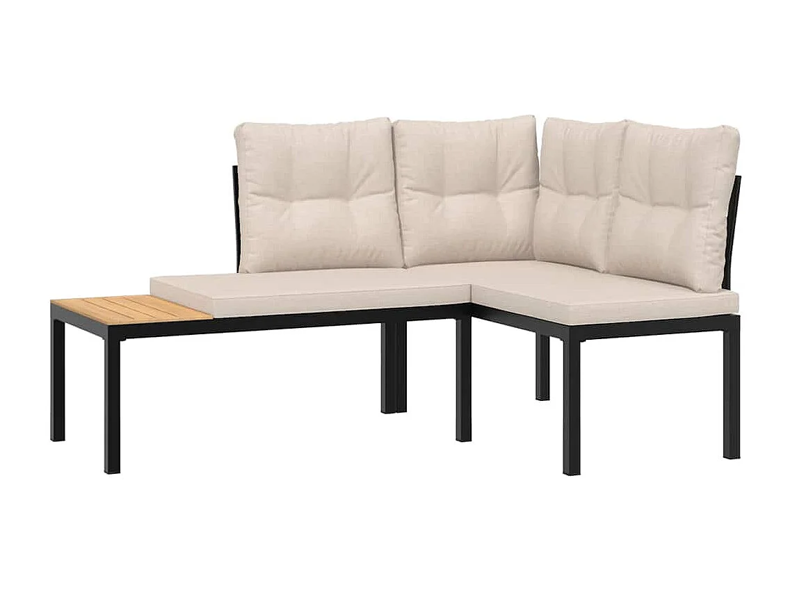 Bancs de jardin avec coussins lot de 2 acier enduit de poudre