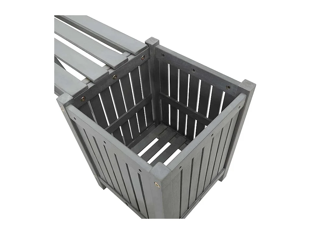 Tuinbank met 2 plantenbakken 150 cm massief acaciahout grijs