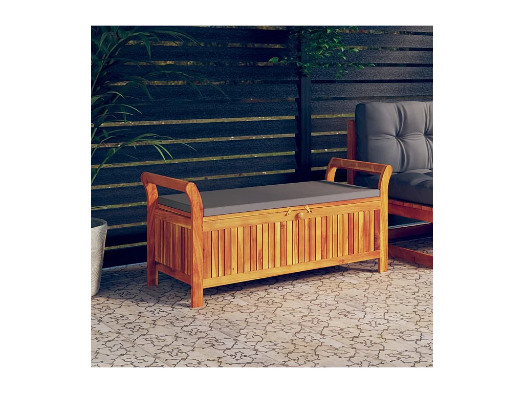 Banc de rangement de jardin avec coussin 126 cm Bois d'acacia