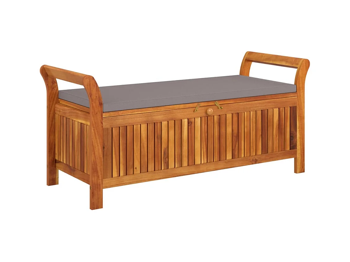 Banc de rangement de jardin avec coussin 126 cm Bois d'acacia