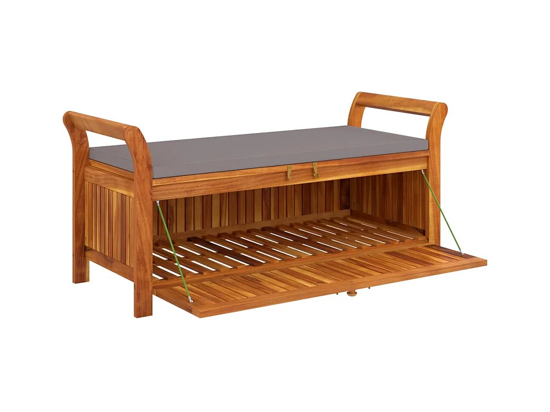 Banc de rangement de jardin avec coussin 126 cm Bois d'acacia